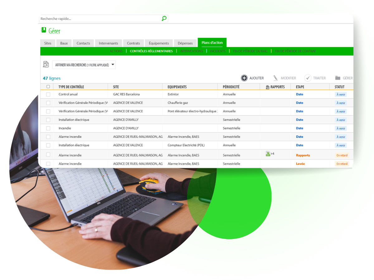 Suivi des contrôles réglementaires